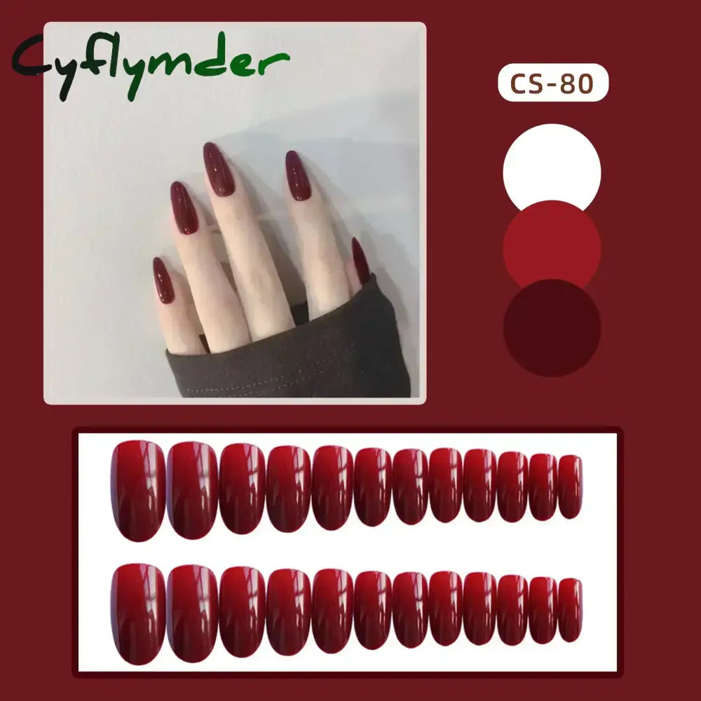 Cyflymder 24pcs/Box Long Coffin False Nails Art Rose with Glue Wearable Nude Pink White Color Jelly Nails Tips Full