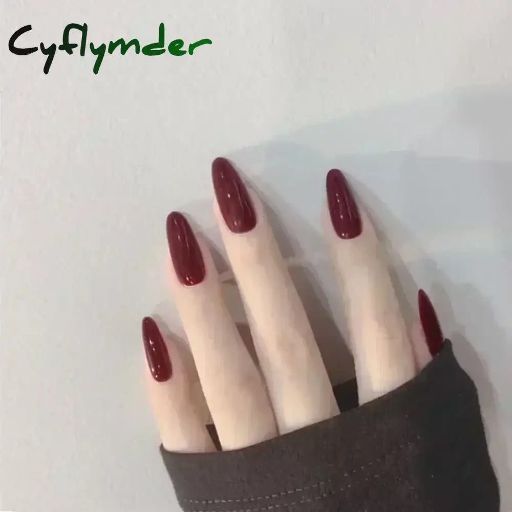 Cyflymder 24pcs/Box Long Coffin False Nails Art Rose with Glue Wearable Nude Pink White Color Jelly Nails Tips Full