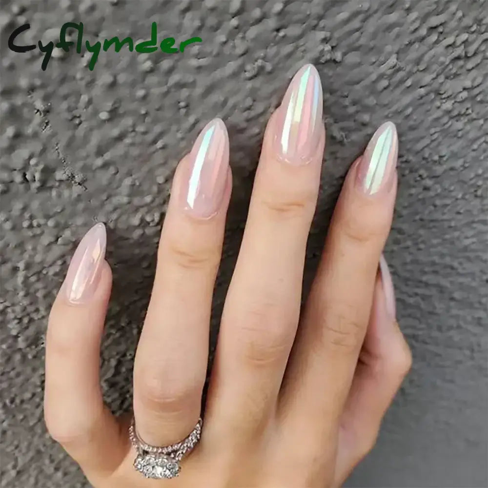 Cyflymder 24pcs/Box Long Coffin False Nails Art Rose with Glue Wearable Nude Pink White Color Jelly Nails Tips Full