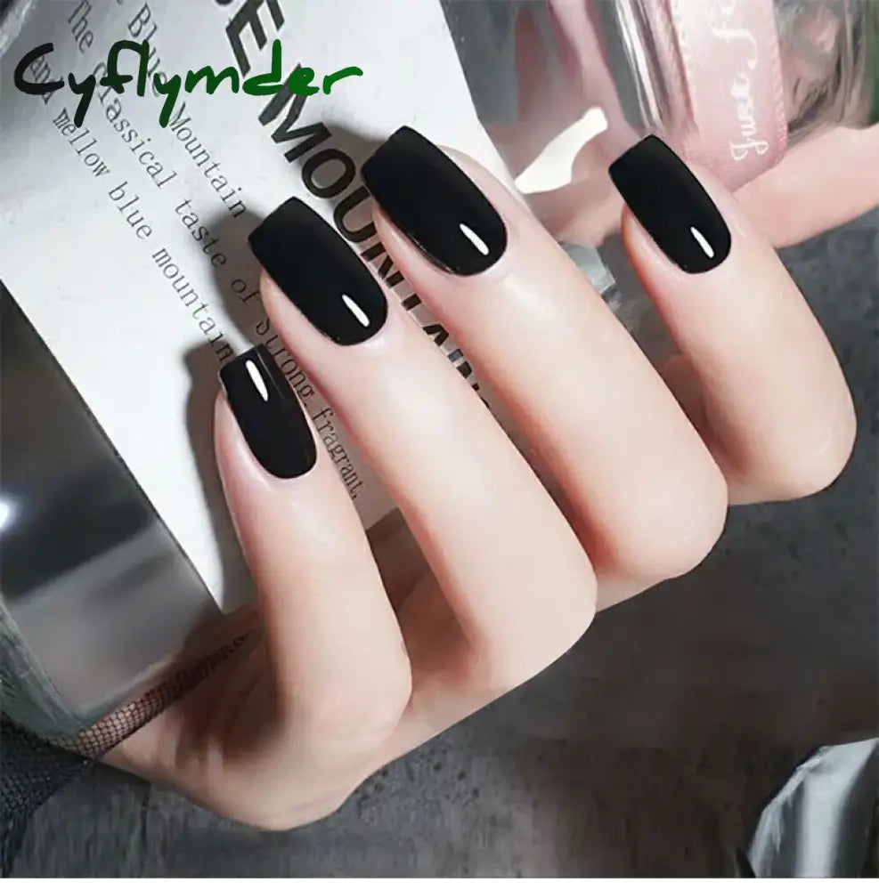 Cyflymder 24Pcs/Box Nail Art Fake Short Ballet Wearable Nails Press On Square Coffin Head Full