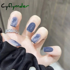 Cyflymder 24Pcs/Box Nail Art Fake Short Ballet Wearable Nails Press On Square Coffin Head Full