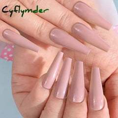 Cyflymder 24Pcs Khaki Pure Color Frosted Ballet Matte Fake Nails Press On Wearable Detachable Nail