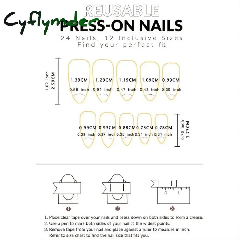 Cyflymder 24Pcs Long Almond False Nails French Rose Cat Eye Dark Green Swoosh Stars Press On Fake