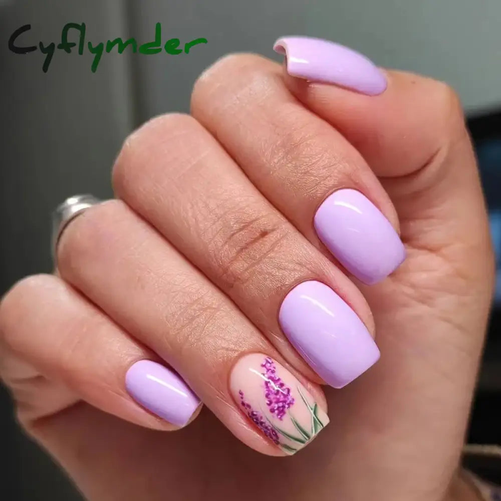 Cyflymder 24Pcs Press On Nails Simple French Colorful Wavy Abstract Line Fake Nails Full Cover Nail Art Tips Coffin