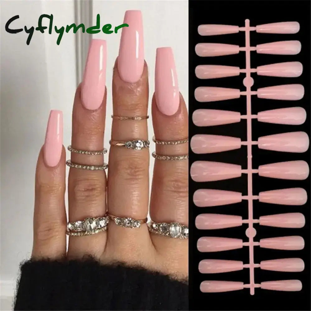 Cyflymder 24Pcs Press On Nails Simple French Colorful Wavy Abstract Line Fake Nails Full Cover Nail Art Tips Coffin