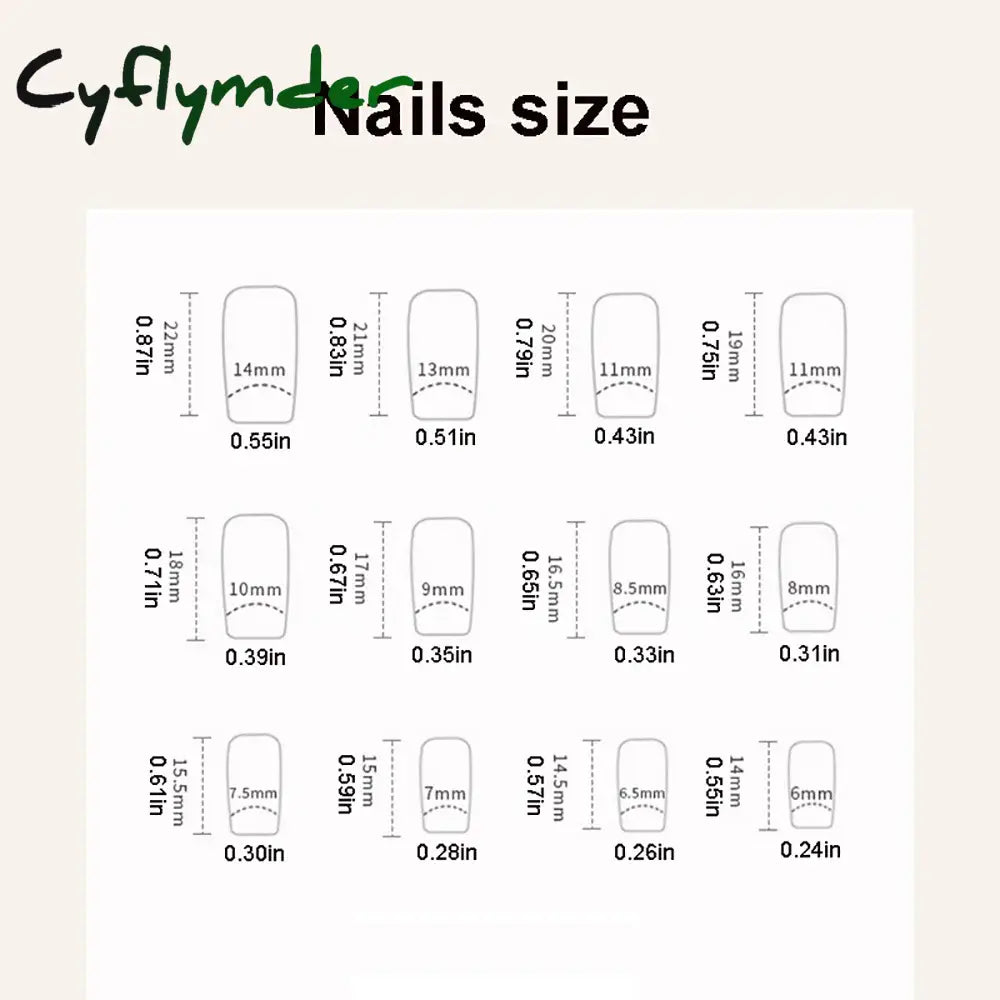 Cyflymder 24Pcs/Set Short Square Fake Nails For Women Girls Pink Green Blue Yellow Purple Tips Faux