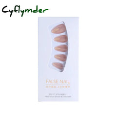 Cyflymder 24Pcs Stiletto Aurora Fake Nails Set Press On Short Almond Wearable False With Glitter