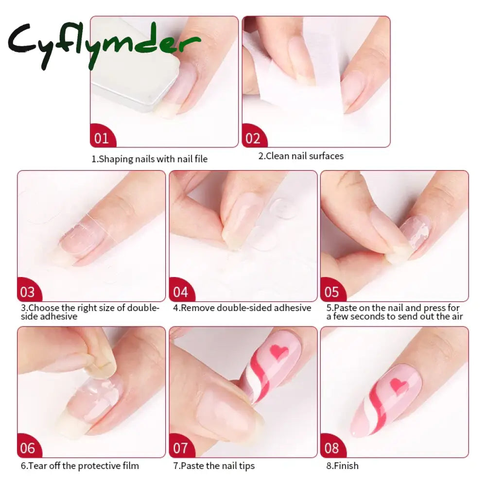 Cyflymder 24Pcs White Pearl Press On Nails Without Glue French False Tip Long Oval Ballet Fake Tips