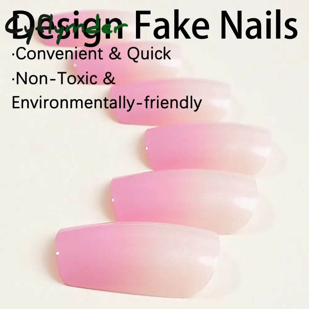 Cyflymder 24pcs Wine Red Powder Fake Nails Square Head French Ballet Nail Press on Nails Gradient False Nails