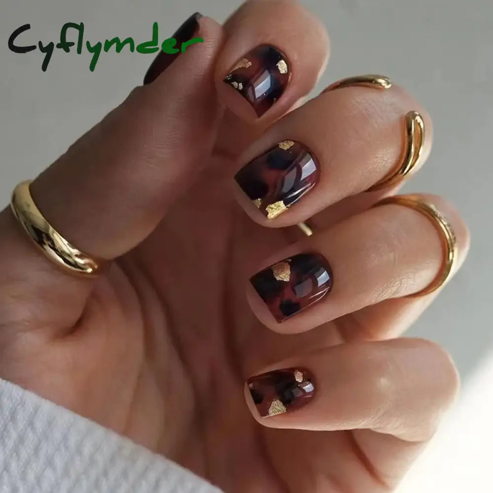 Cyflymder 24Ps/Lot Wearing Fake Nails Art Sunflower Flower Whitening Fashionable False Nail Tips