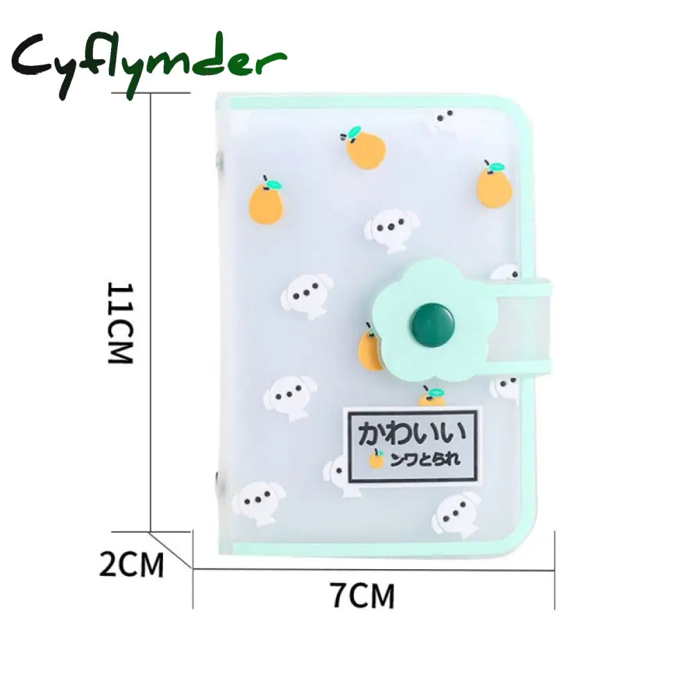 Cyflymder 26 Card Slots Holder With Button Photocard Id Photo Album Cute Cartoon Fruit Animal Print