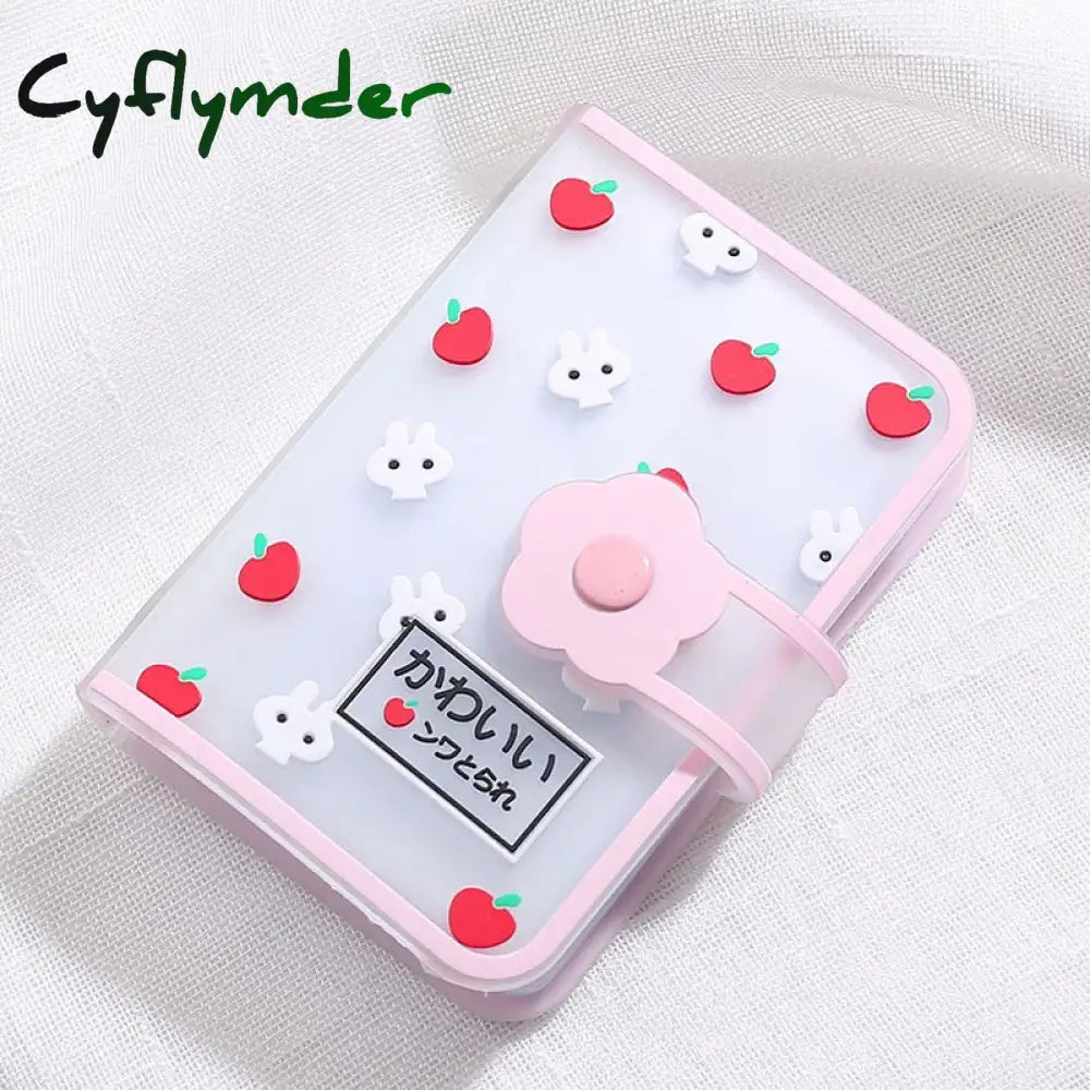 Cyflymder 26 Card Slots Holder With Button Photocard Id Photo Album Cute Cartoon Fruit Animal Print