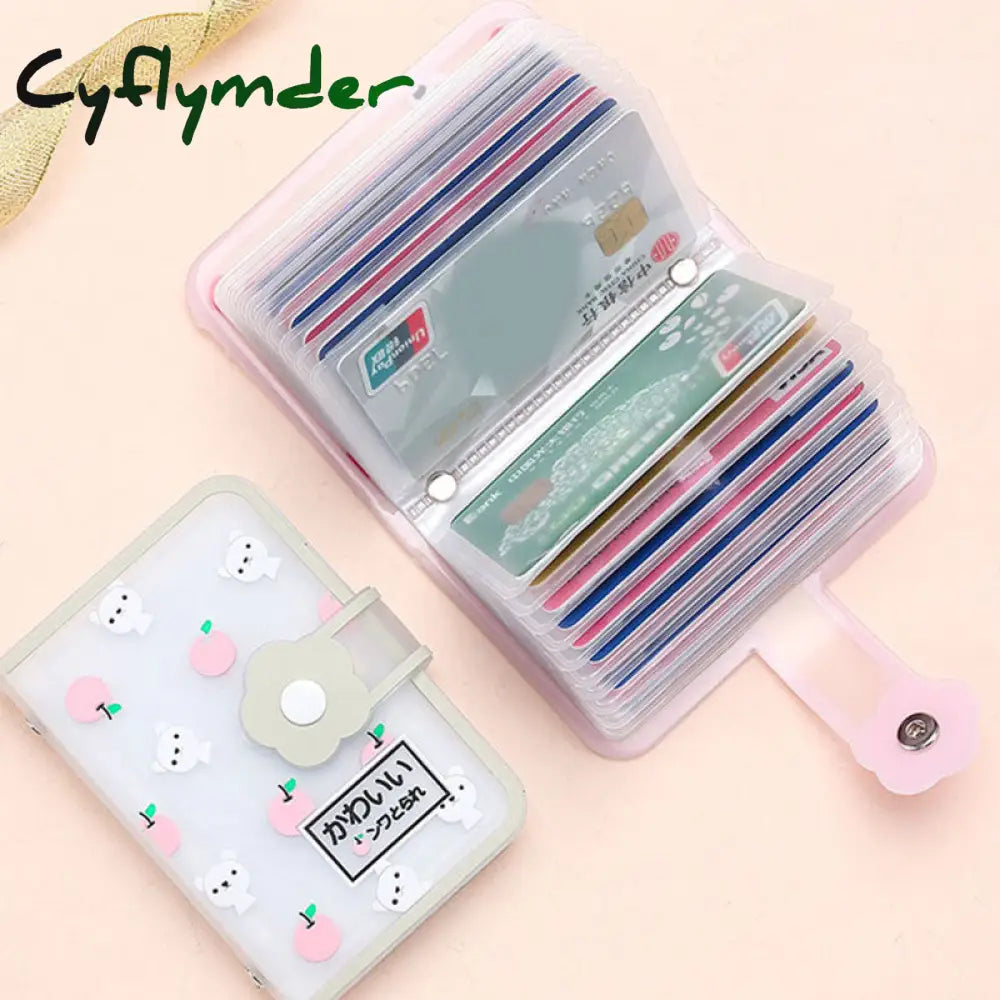 Cyflymder 26 Card Slots Holder With Button Photocard Id Photo Album Cute Cartoon Fruit Animal Print