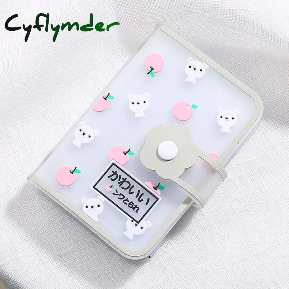 Cyflymder 26 Card Slots Holder With Button Photocard Id Photo Album Cute Cartoon Fruit Animal Print