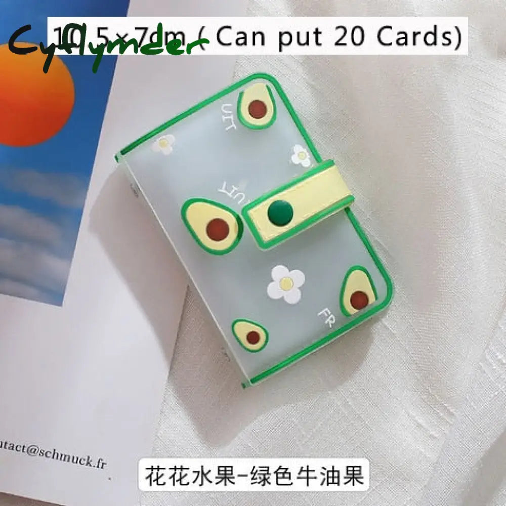 Cyflymder 26 Card Slots Holder With Button Photocard Id Photo Album Cute Cartoon Fruit Animal Print