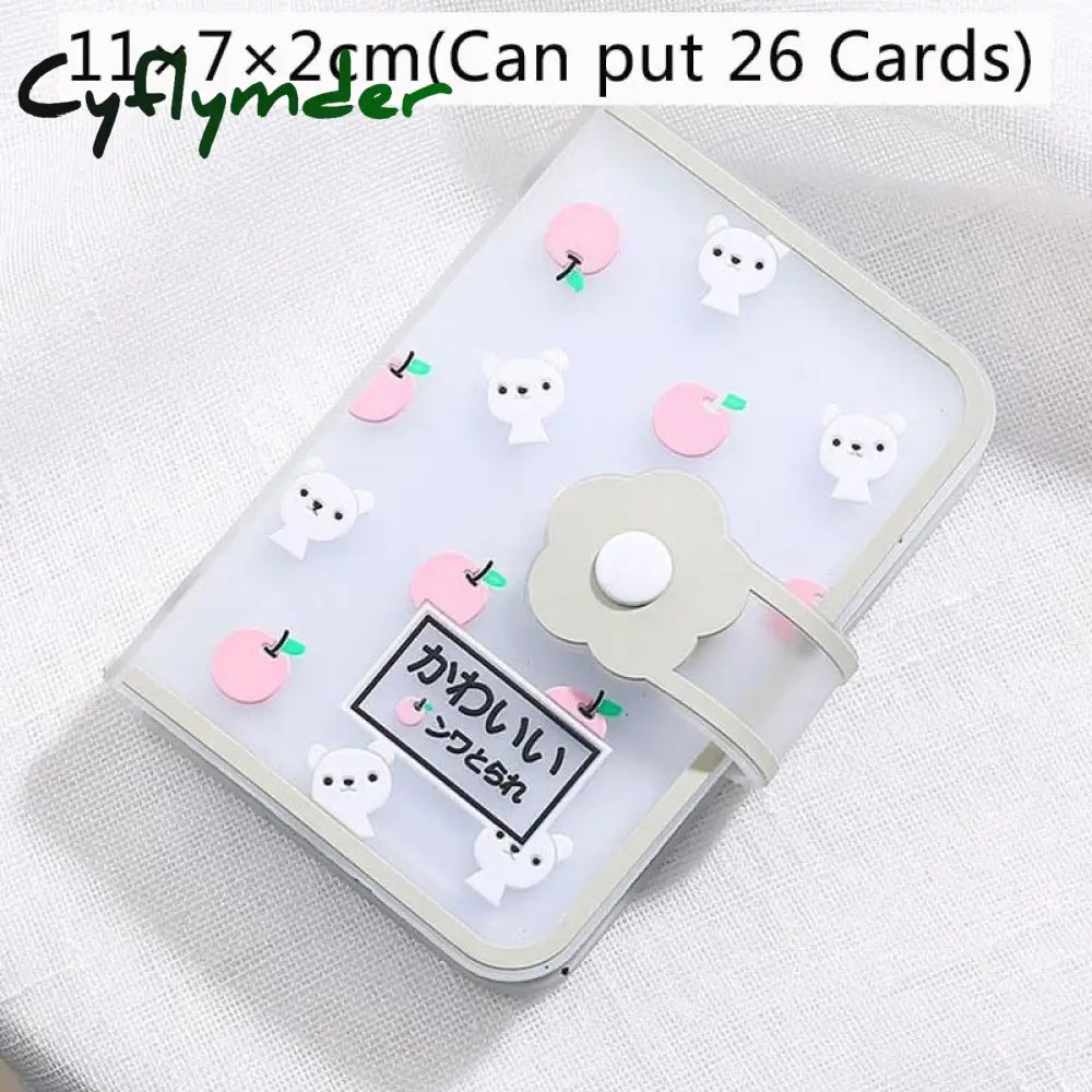 Cyflymder 26 Card Slots Holder With Button Photocard Id Photo Album Cute Cartoon Fruit Animal Print