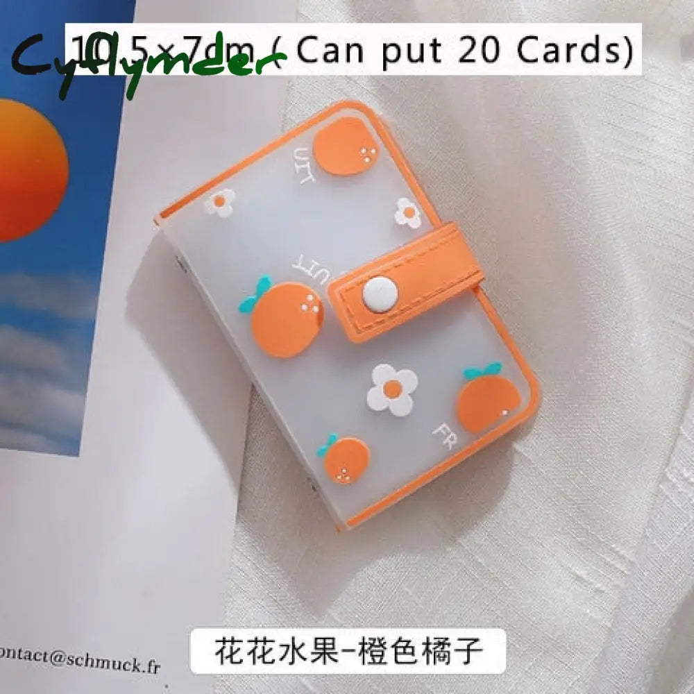 Cyflymder 26 Card Slots Holder With Button Photocard Id Photo Album Cute Cartoon Fruit Animal Print