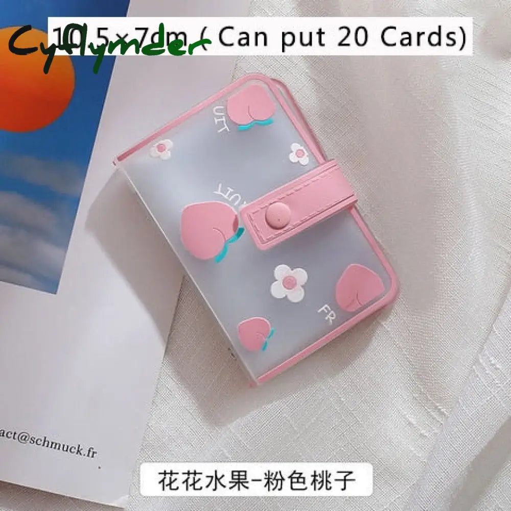 Cyflymder 26 Card Slots Holder With Button Photocard Id Photo Album Cute Cartoon Fruit Animal Print