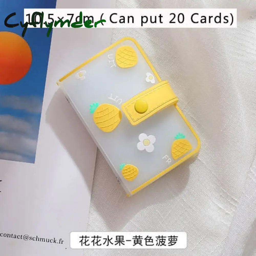 Cyflymder 26 Card Slots Holder With Button Photocard Id Photo Album Cute Cartoon Fruit Animal Print