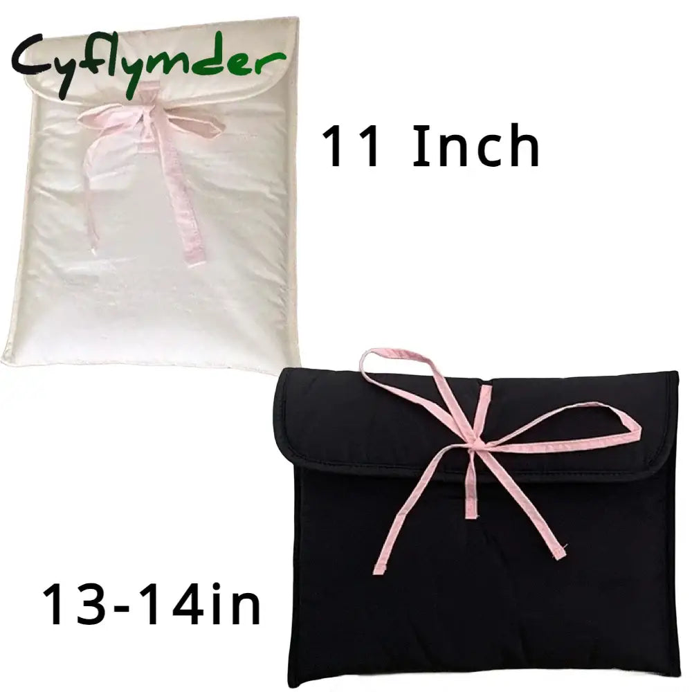 Cyflymder 2Pc Ballet Style Tablet Protective Case Laptop Tablet Storage Bag for 11 13 Inch Solid Color Tablet Pink Bow