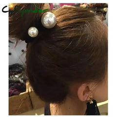 Cyflymder 2Pc Korean Cute Pearl Elastic Hair Bands Rubberband For Women Girls Ties Rings Rope