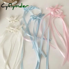 Cyflymder 2Pcs/Set Braided Bows Hair Clips Ribbons Double Ponytails Cute Headwear Fashionable