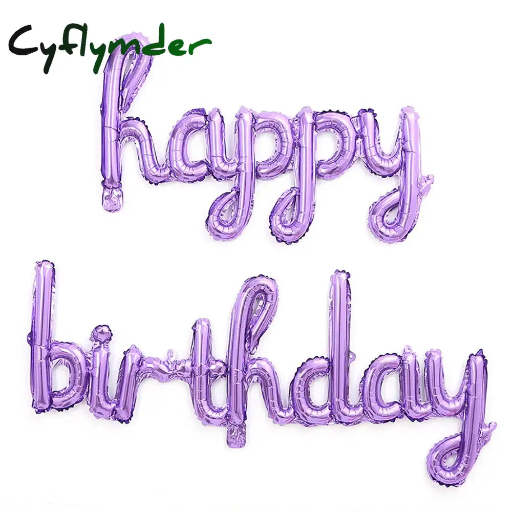 Cyflymder 2pcs/set Happy Birthday Balloons Pink Purple Aluminium Foil Balloon Birthday Party Decoration Suppries Home