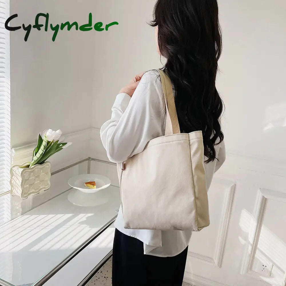 Cyflymder 2Pcs/Set Women’s Backpack Solid Color Female Multi-Pocket Rucksack Casual Knapsack