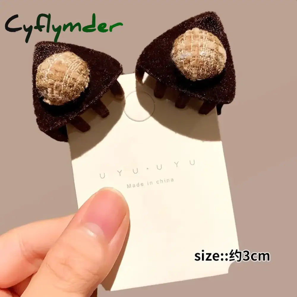 Cyflymder 2pcs Velvet Heart Hair Side Clips Claw Hairpin Sweet Bangs Barrettes Women Girls Hair Styling Headwear Hair