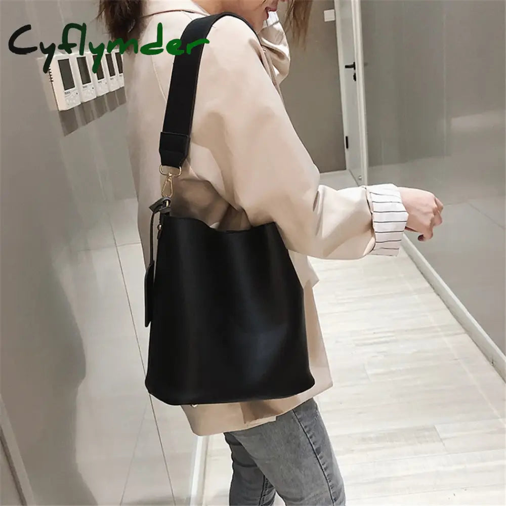 Cyflymder 2Piece/Set Pu Leather Women’s Handbags Fashion Designer Good Casual Ladies Tote Female