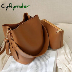 Cyflymder 2Piece/Set Pu Leather Women’s Handbags Fashion Designer Good Casual Ladies Tote Female