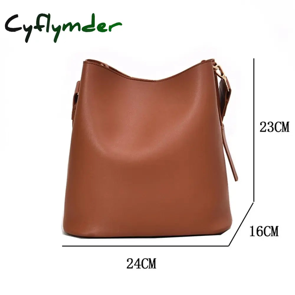 Cyflymder 2Piece/Set Pu Leather Women’s Handbags Fashion Designer Good Casual Ladies Tote Female