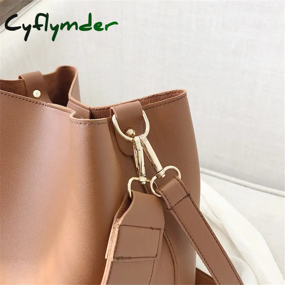 Cyflymder 2Piece/Set Pu Leather Women’s Handbags Fashion Designer Good Casual Ladies Tote Female