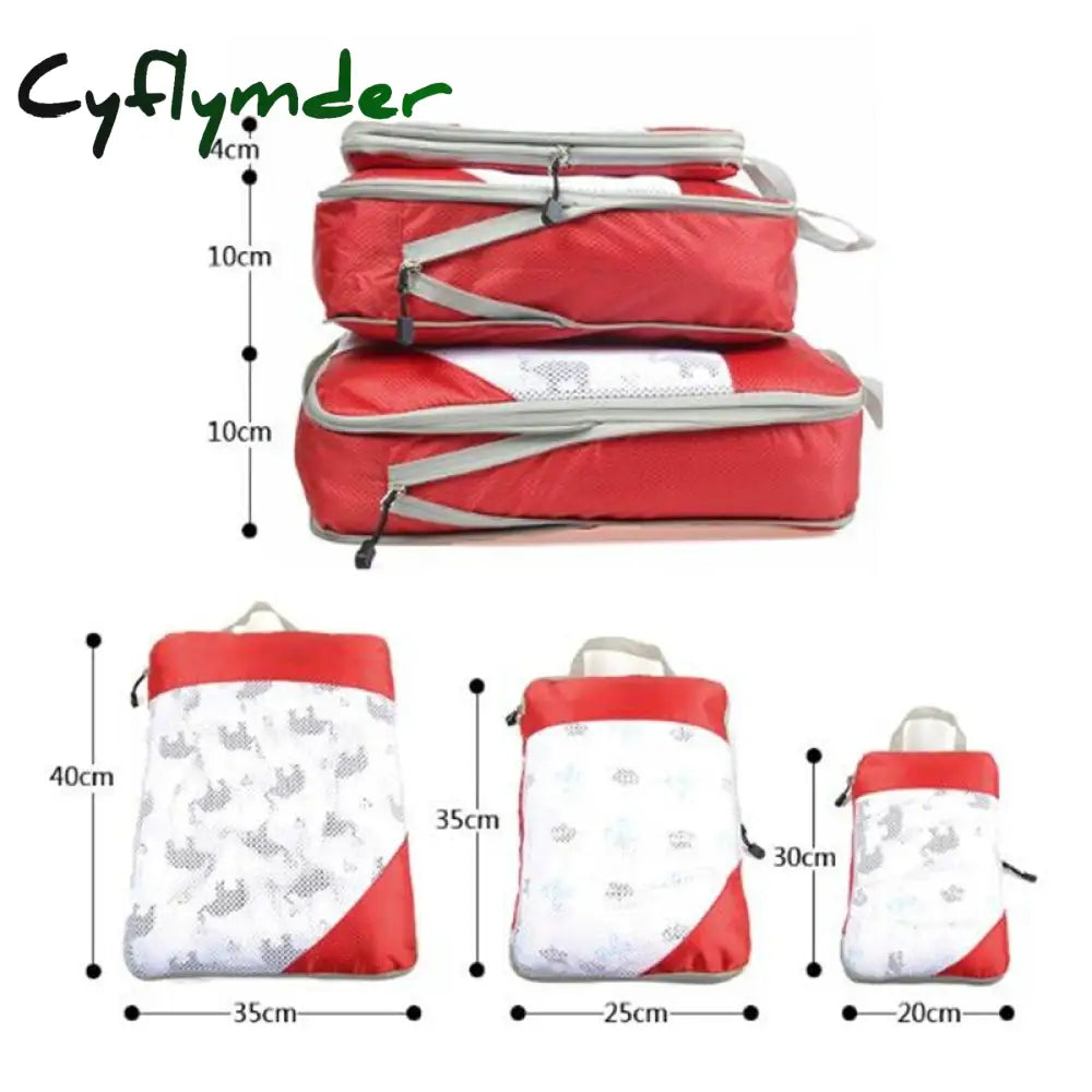 Cyflymder 3/4/6Pcs/Set Compression Packing Cubes Travel Storage Bag Luggage Suitcase Organizer Set