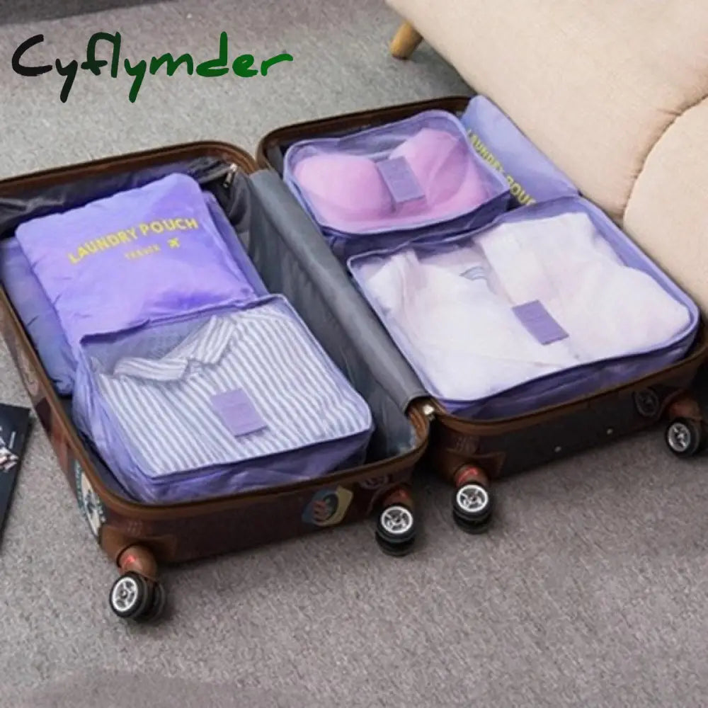 Cyflymder 3/4/6Pcs/Set Compression Packing Cubes Travel Storage Bag Luggage Suitcase Organizer Set