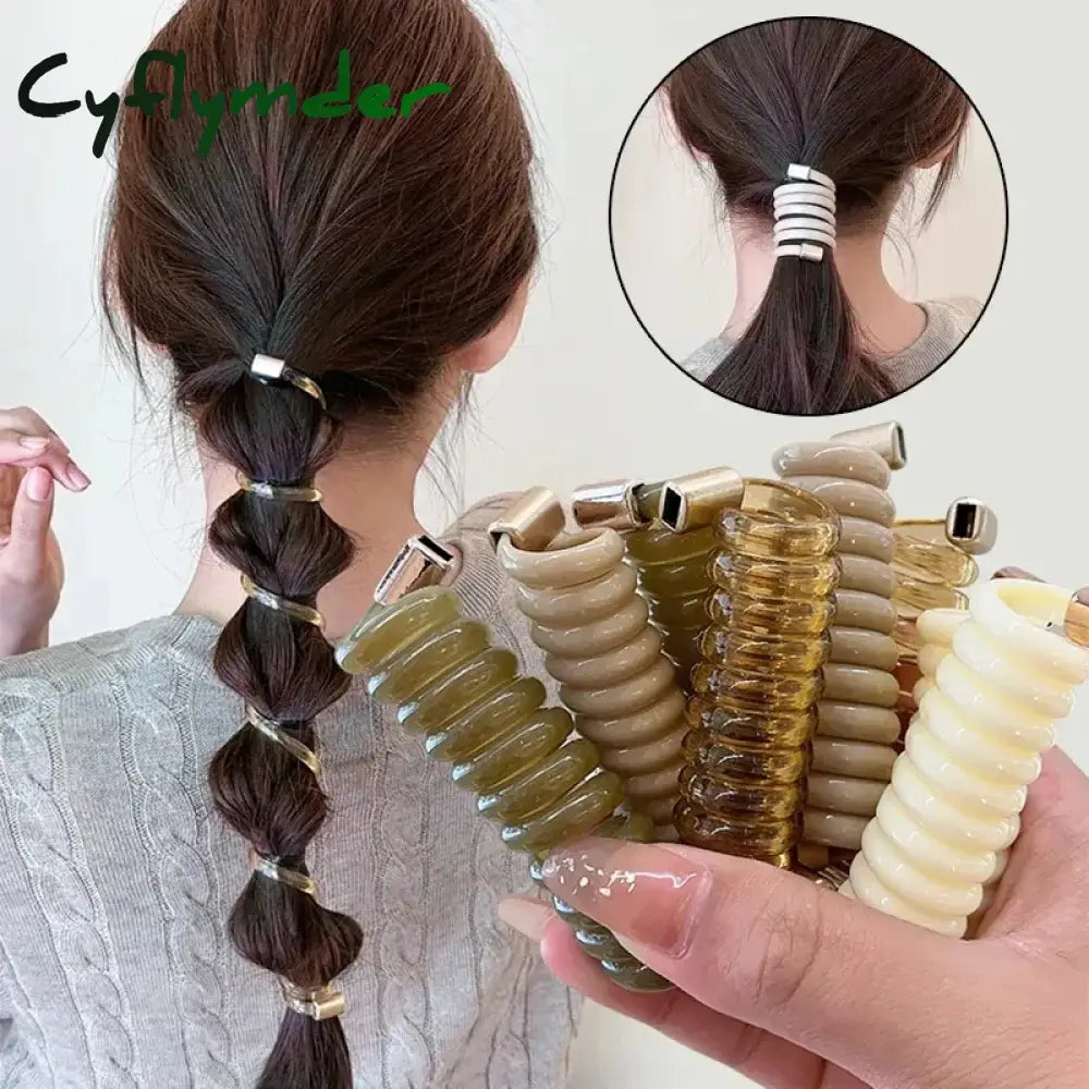 Cyflymder 3/5/10Pcs Fashion Ponytail Elastic Hair Bands For Women Telephone Wire Ties Scrunchies