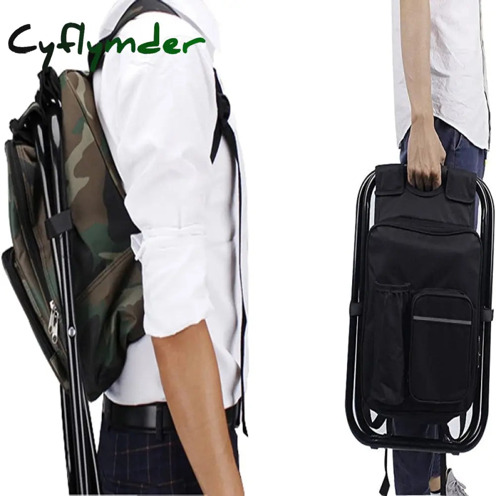 Cyflymder 3 In 1 Cooler Backpack Foldable Fishing Chair Portable With Fabric Bag Soft Sided For