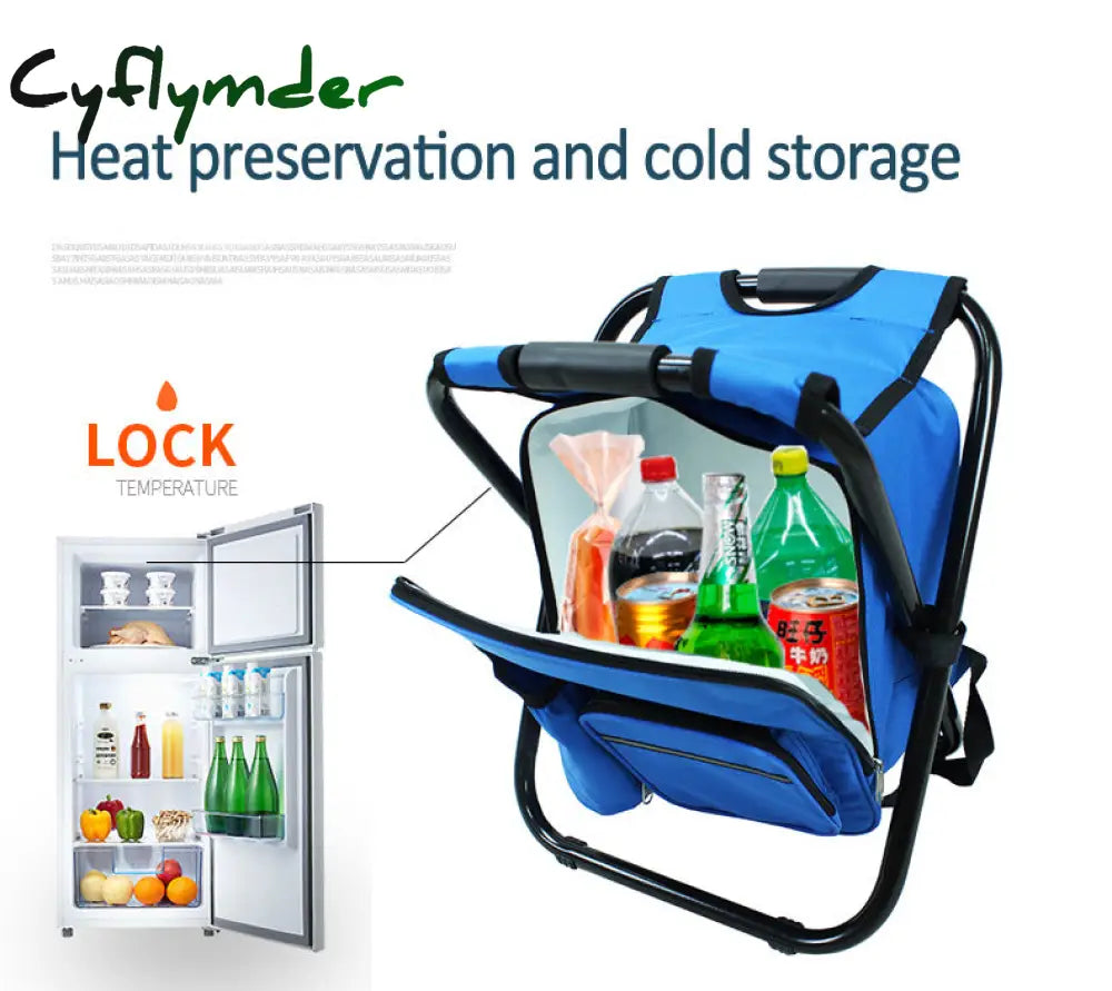Cyflymder 3 In 1 Cooler Backpack Foldable Fishing Chair Portable With Fabric Bag Soft Sided For