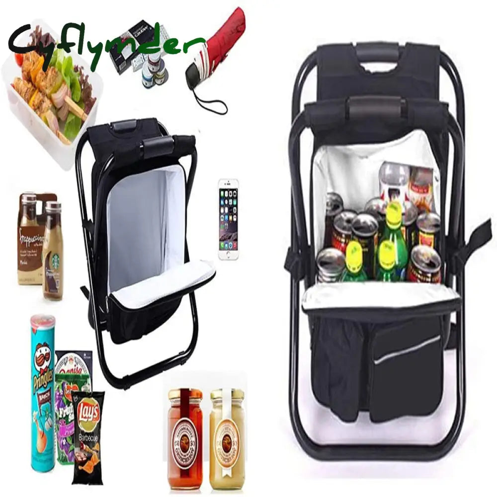 Cyflymder 3 In 1 Cooler Backpack Foldable Fishing Chair Portable With Fabric Bag Soft Sided For