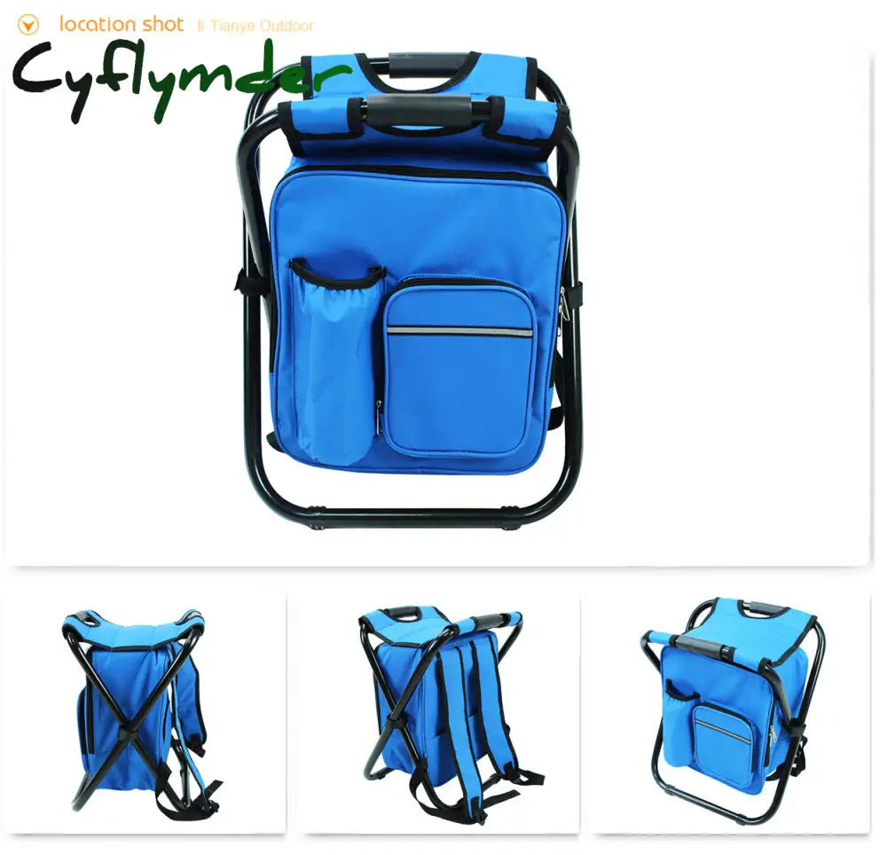 Cyflymder 3 In 1 Cooler Backpack Foldable Fishing Chair Portable With Fabric Bag Soft Sided For