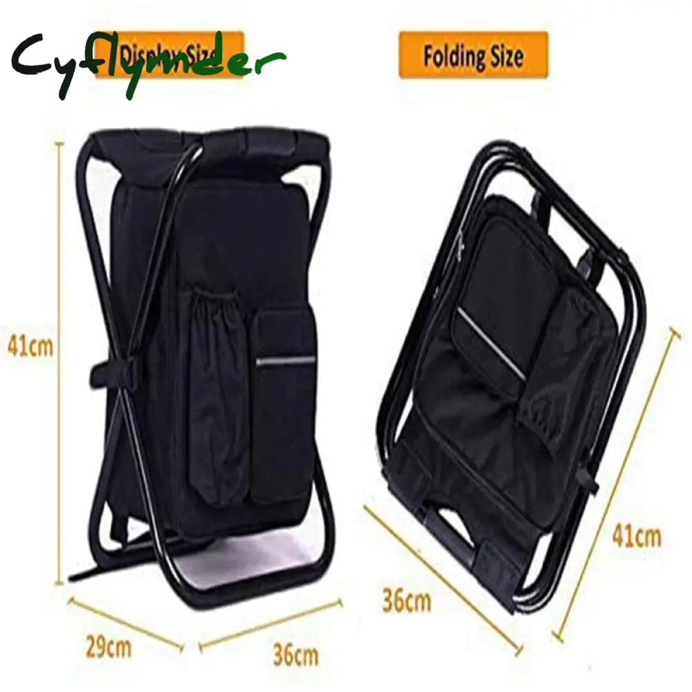 Cyflymder 3 In 1 Cooler Backpack Foldable Fishing Chair Portable With Fabric Bag Soft Sided For