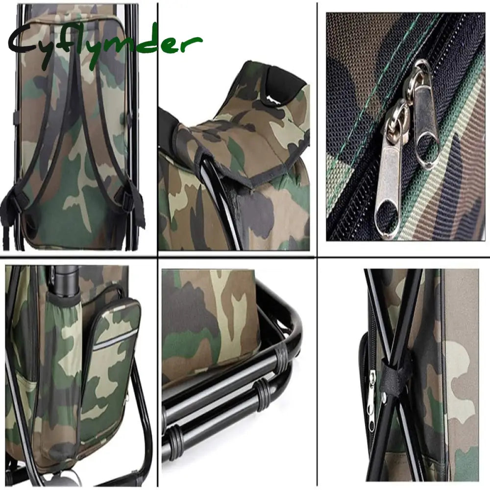 Cyflymder 3 In 1 Cooler Backpack Foldable Fishing Chair Portable With Fabric Bag Soft Sided For