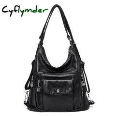 Cyflymder 3 In 1 Women Back Pack Bagpack Vintage Bag Retro Pu Leather Ladies Casual Tote Designer