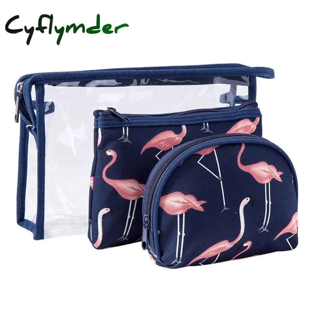 Cyflymder 3 Pc Waterproof Transparent Pvc Makeup Bag Travel Organizer Clear Beautician Cosmetic