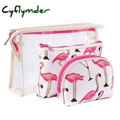 Cyflymder 3 Pc Waterproof Transparent Pvc Makeup Bag Travel Organizer Clear Beautician Cosmetic