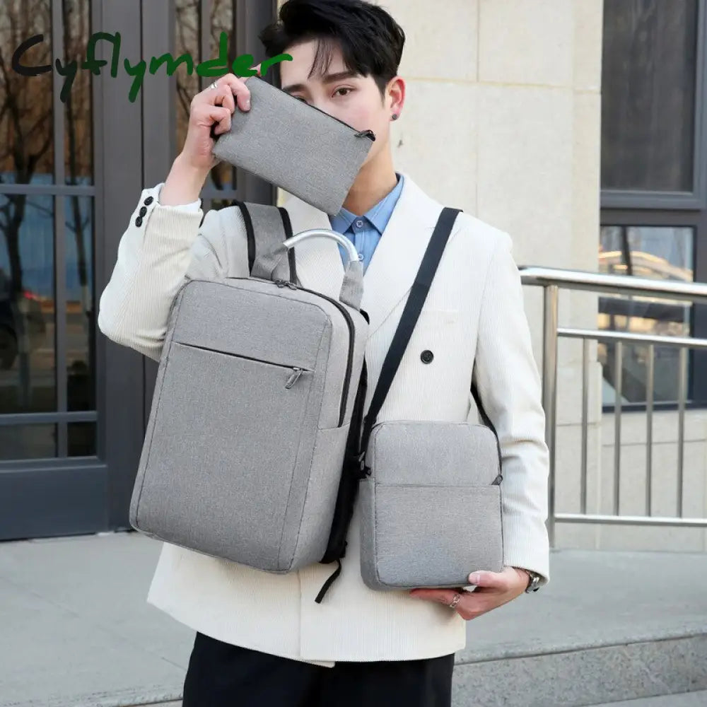 Cyflymder 3 Pcs Sets Laptop Backpack Business Men Women Travel Shoulder Backpacks School Bag