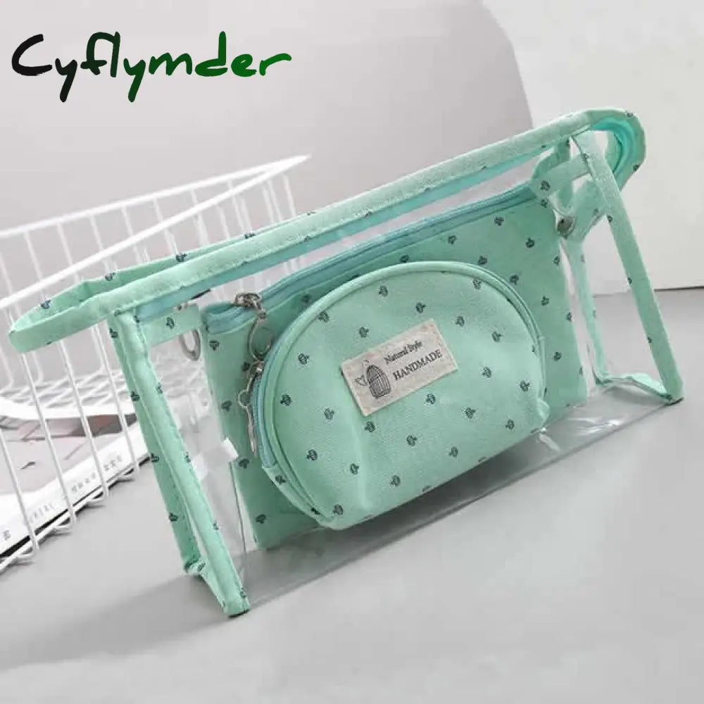 3 Set Casual Women Travel Cosmetic Bag Pvc Leather Zipper Make Up Transparent Makeup Case Organizer
