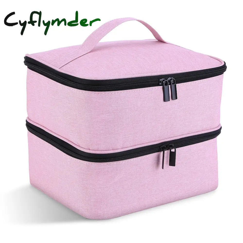 Cyflymder 30 Grids Nail Polish Storage Bag Double Layer Design Nylon Organizer Handbag Sponge For