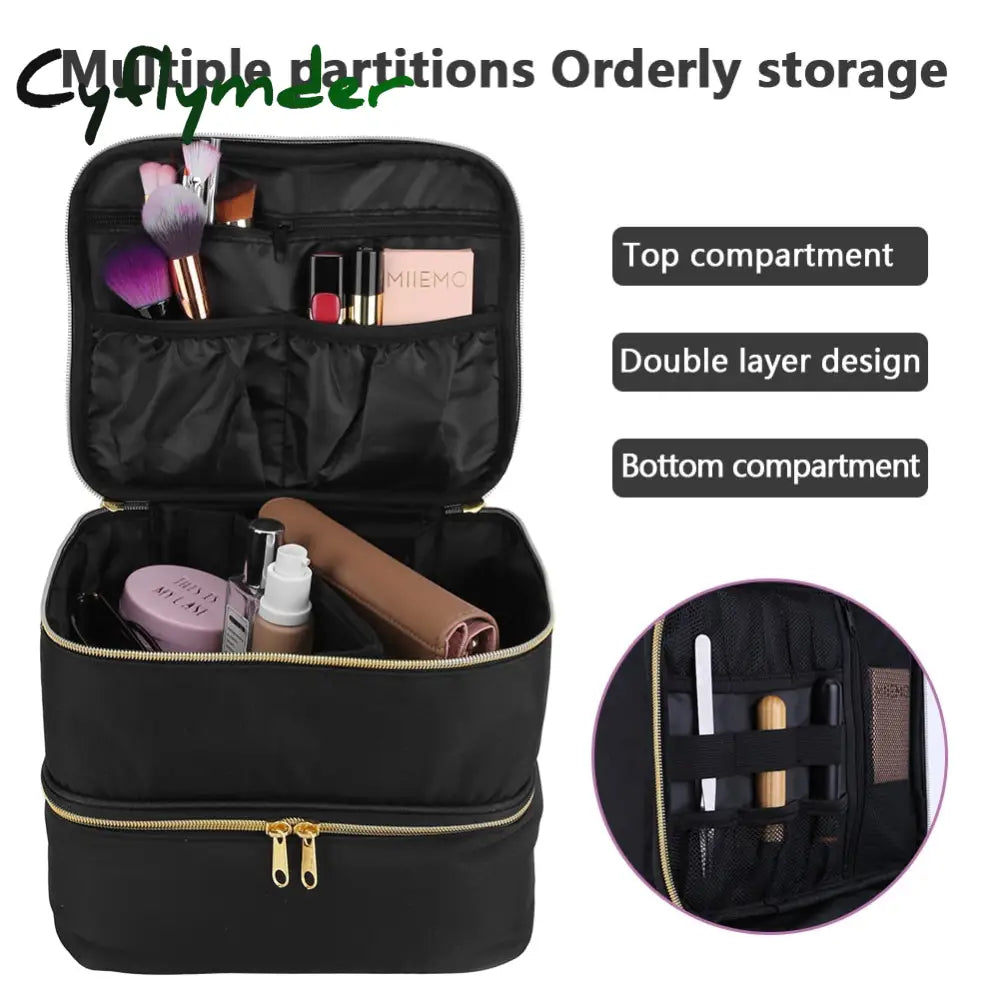 Cyflymder 30 Grids Nail Polish Storage Bag Double Layer Design Nylon Organizer Handbag Sponge For