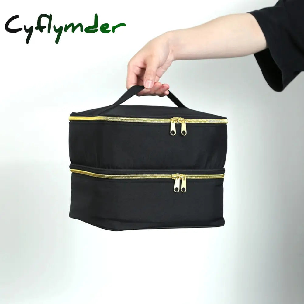 Cyflymder 30 Grids Nail Polish Storage Bag Double Layer Design Nylon Organizer Handbag Sponge For